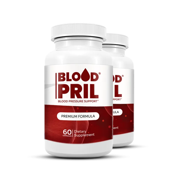 Two bottles of BloodPril blood pressure support capsules